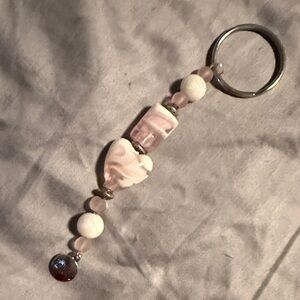 Elegant Pink Beaded Keychain